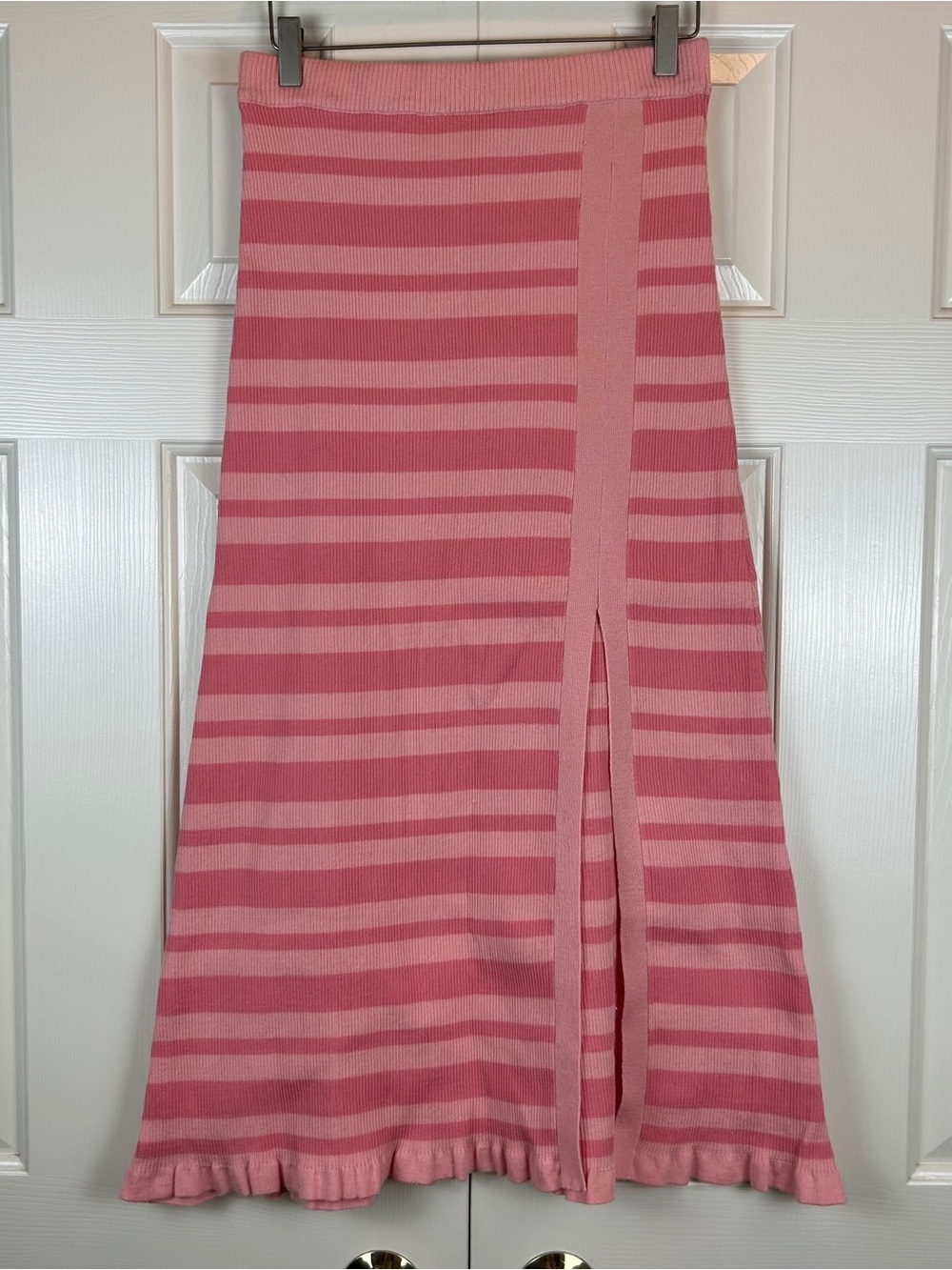 Lucca Pink Striped Knit Midi Skirt